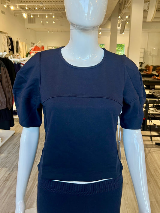 Luxe Ponte Lantern Sleeve Top - New Navy