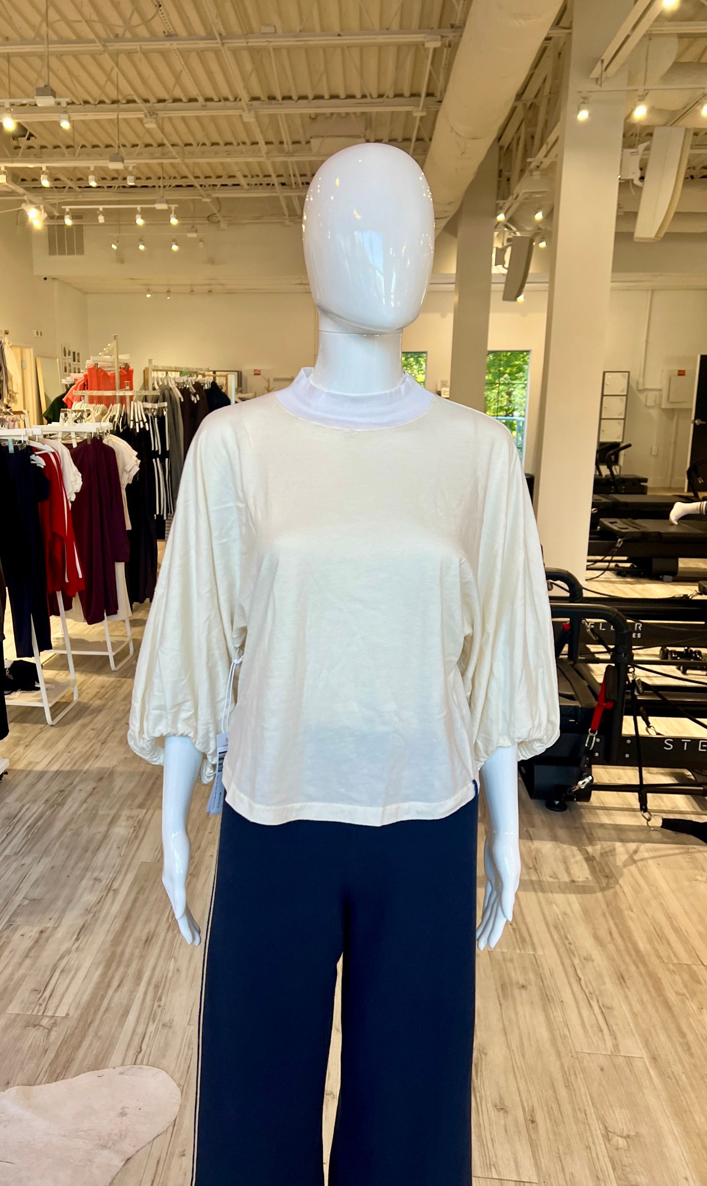 Cloud Jersey Mock Neck Dolman Top - Cream