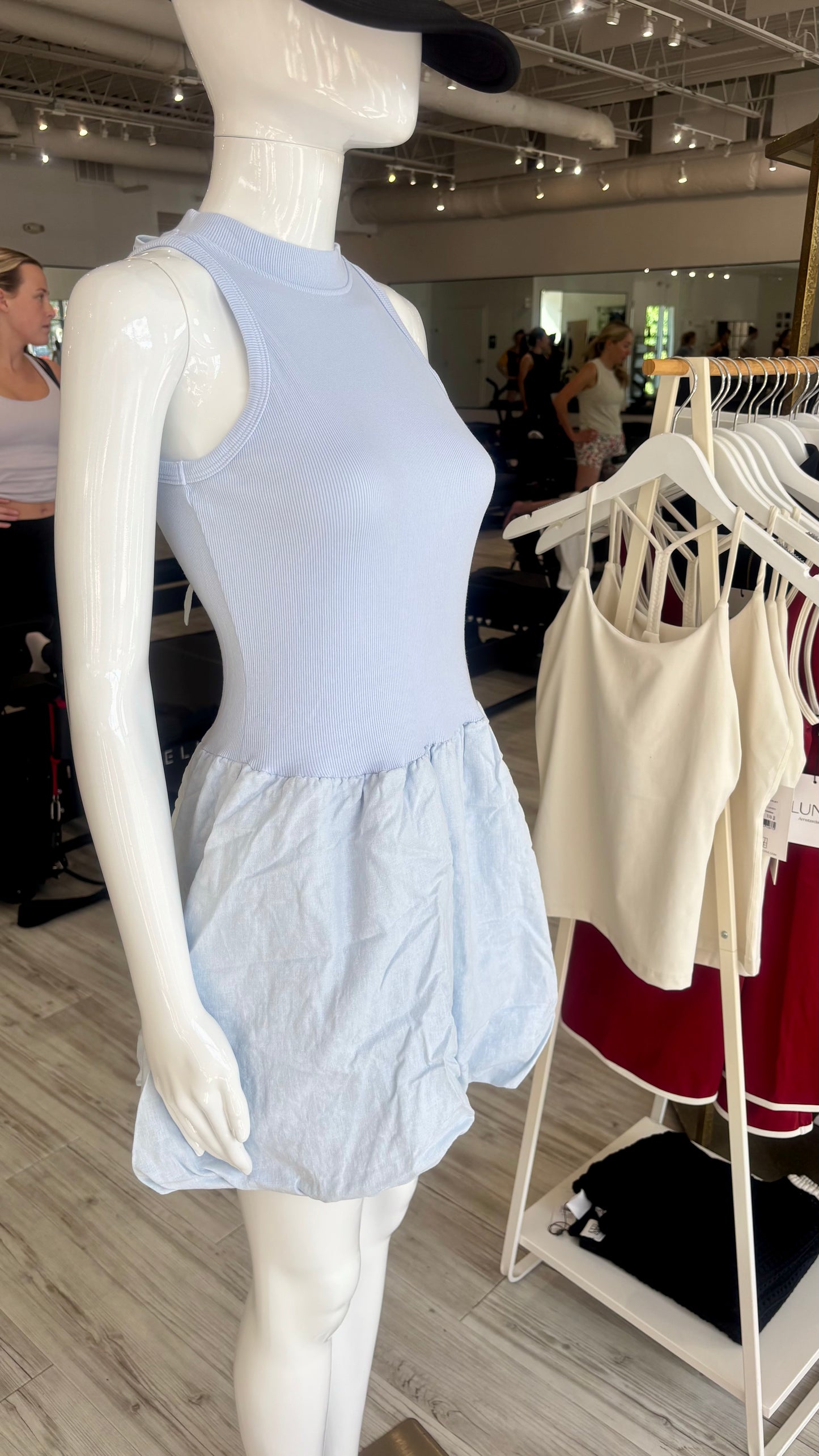Linen Bubble Hem Dress - Chambray