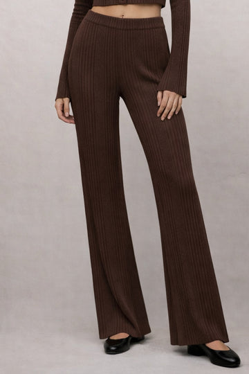 Variegated Rib Wide Leg Pant - Espresso