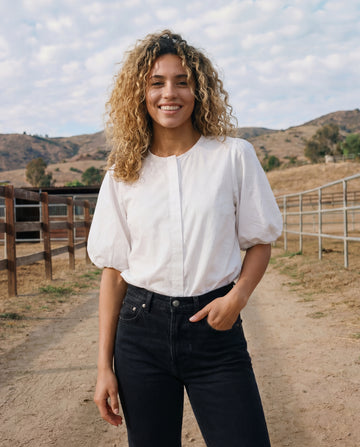 Scoop Button Up W/ Covered Placket - Optic White