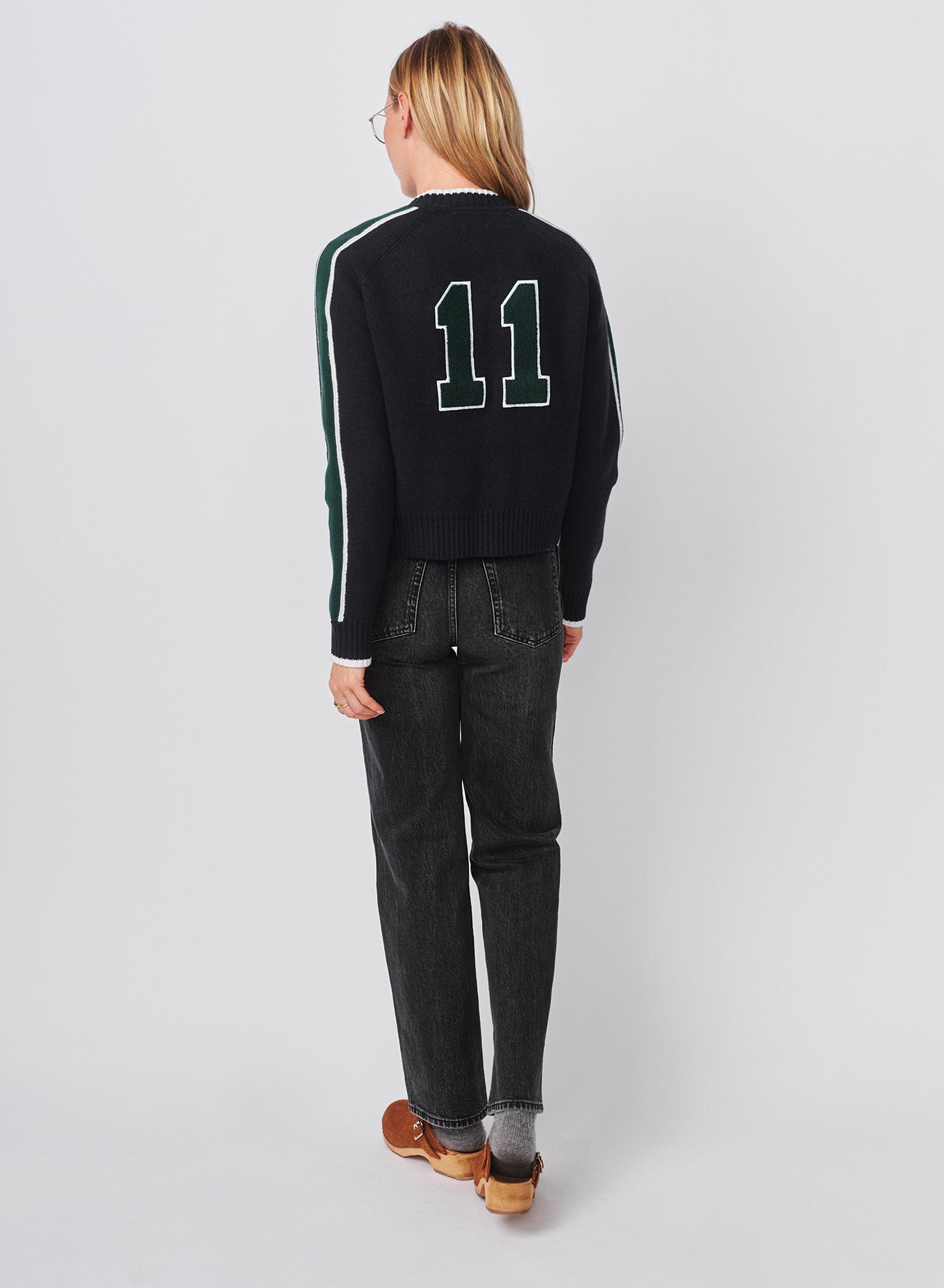 Varsity Sweater Jacket W/ 2 Way Zipper - Deep Navy