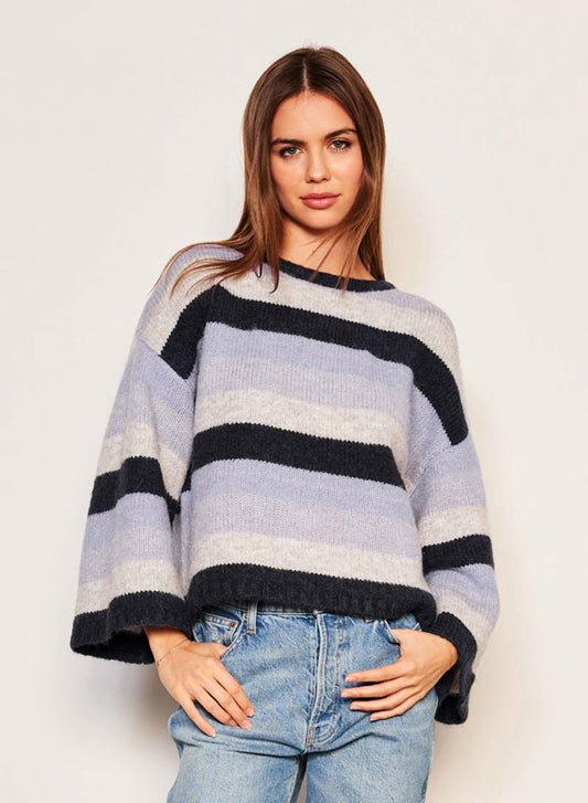 Cropped Stripe Sweater - Lilac Smoke