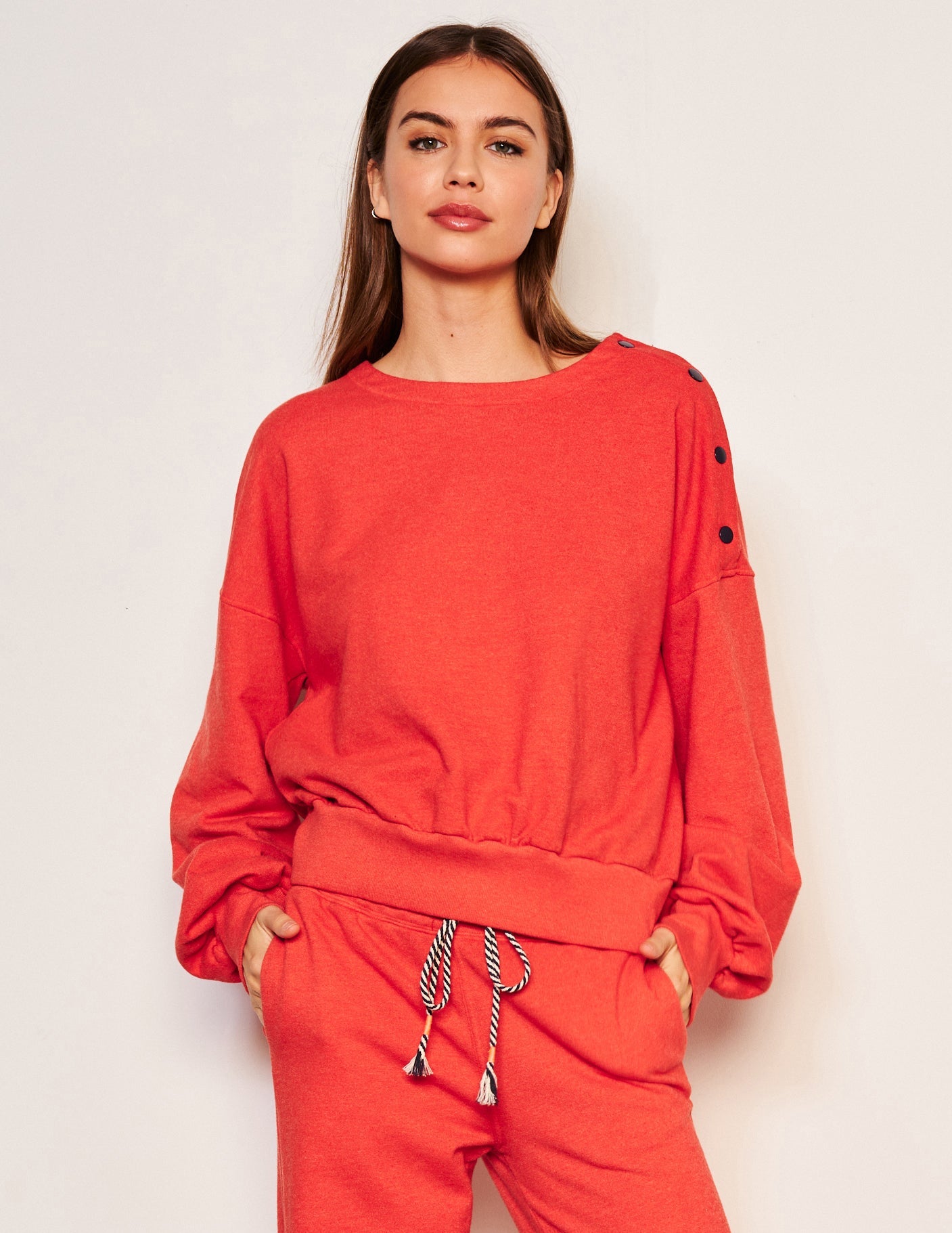 Snap Sweatshirt - Flare Red