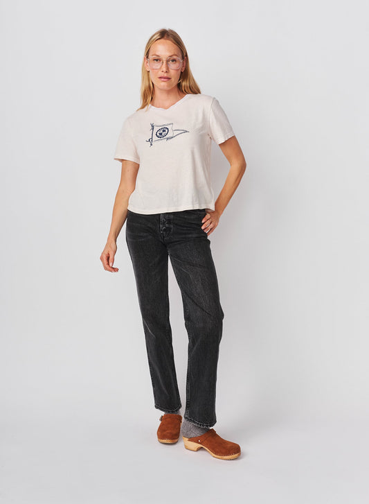 Boxy Crew Tee - French Academy - Oyster