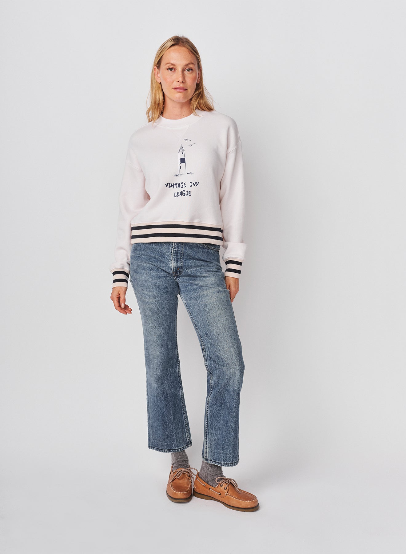 Athletic Sweatshirt - Vintage Ivy League - Oyster