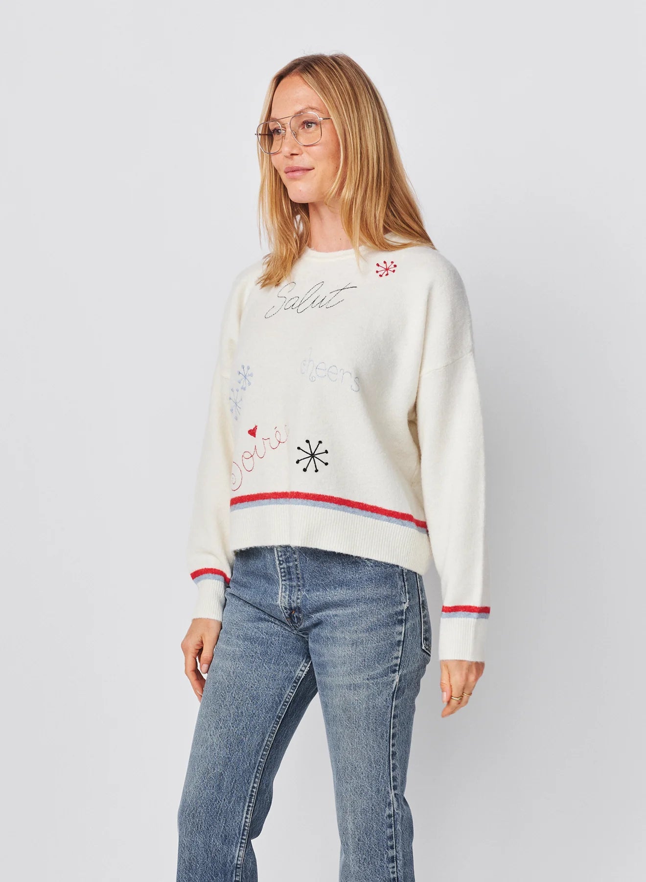 Embroidered Pullover Sweater - Oyster