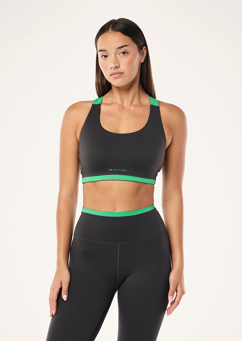 Highgate Sports Bra - Caviar / Kelly Green