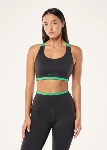 Highgate Sports Bra - Caviar / Kelly Green