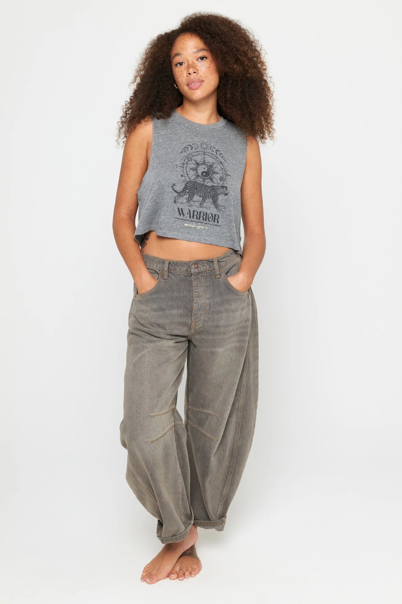 Magnetism Callie Crop Tank - Heather Grey