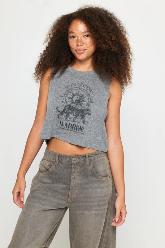 Magnetism Callie Crop Tank - Heather Grey