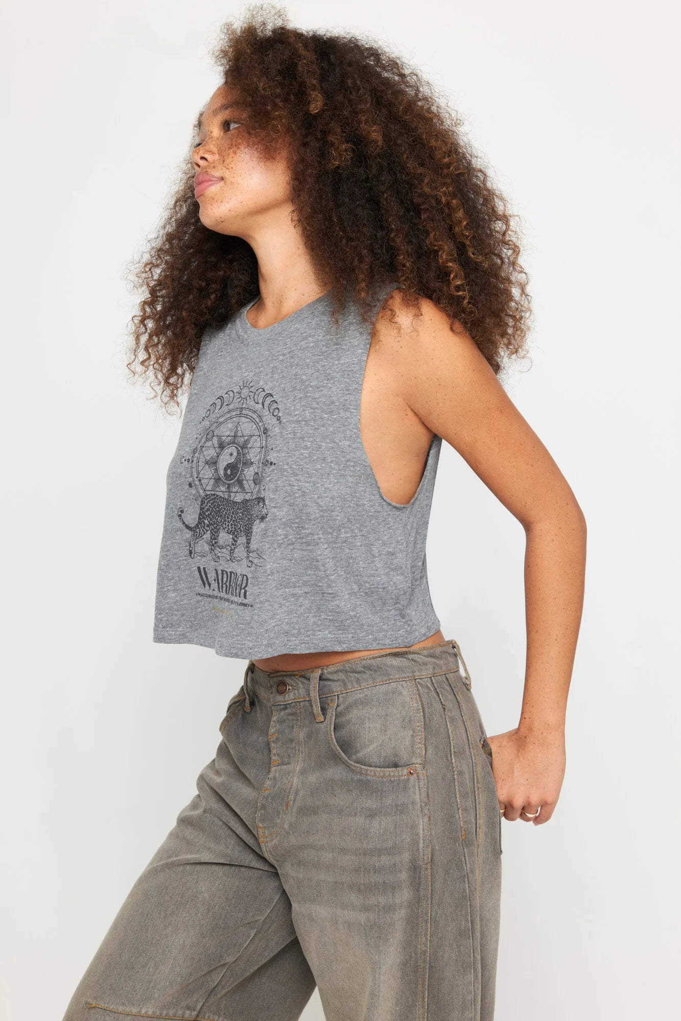 Magnetism Callie Crop Tank - Heather Grey