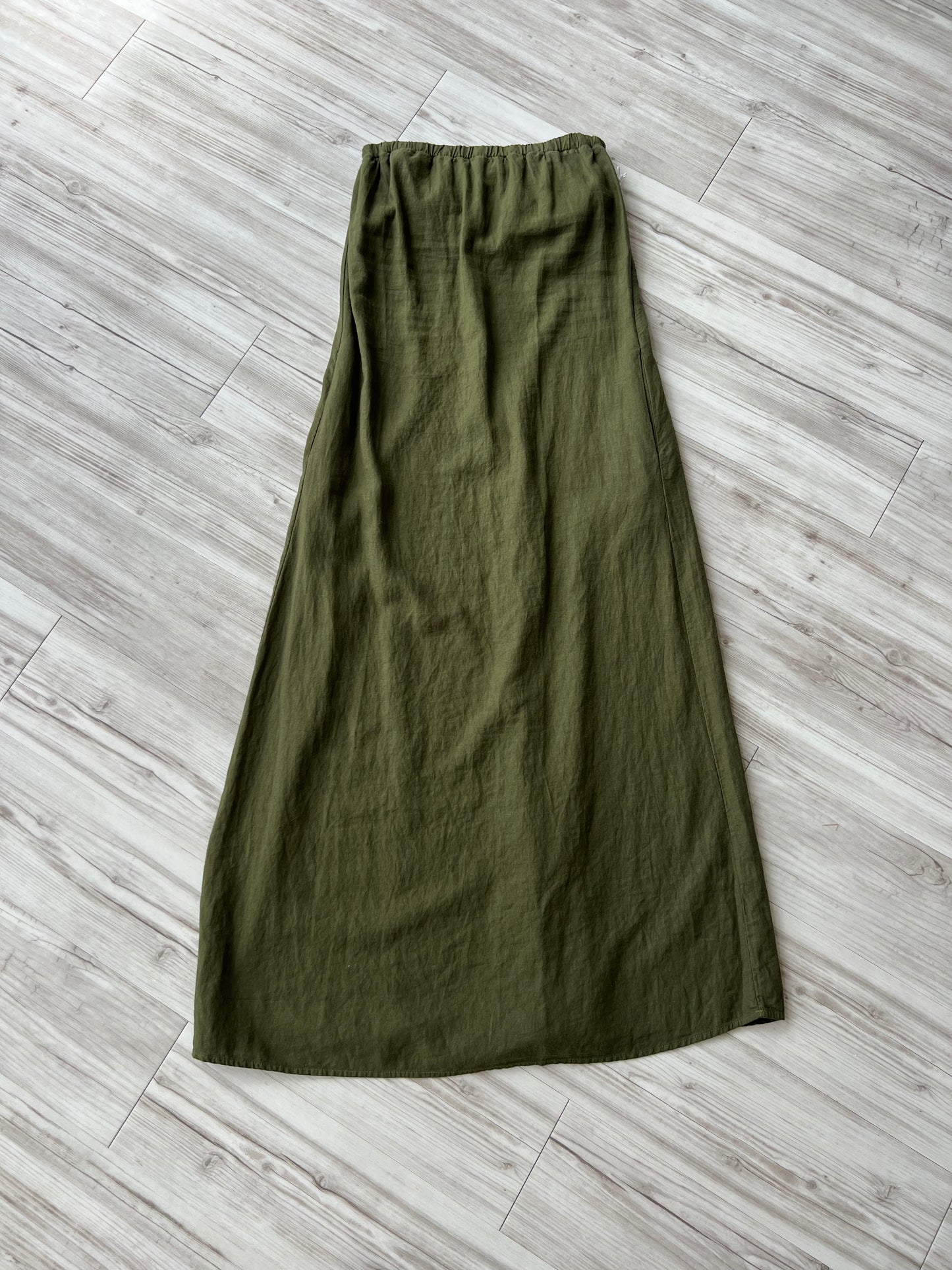 Linen Column Maxi Dress - Seaweed