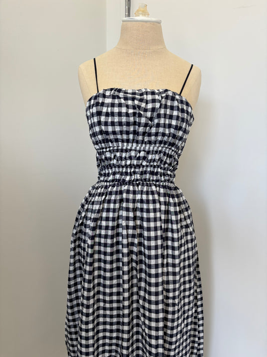 Soft Gingham Midi Dress - New Navy