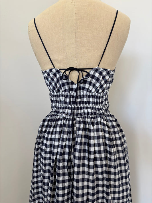 Soft Gingham Midi Dress - New Navy