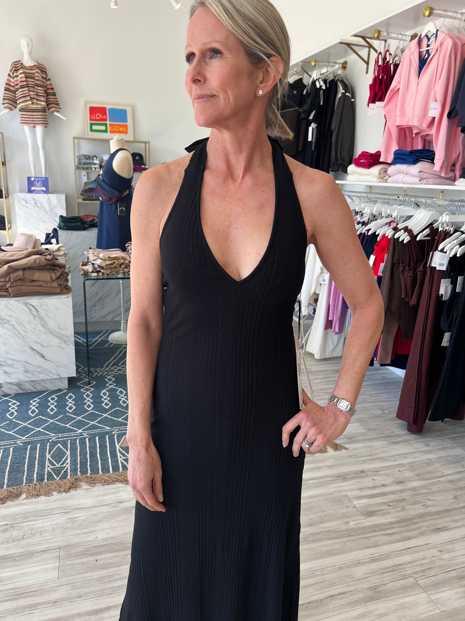 black ribbed halter dress Tight Ribbed Halter Dress D Rococo