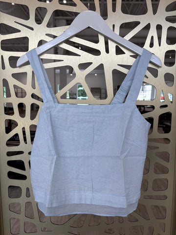 Linen Double Hem Top - Blue Haze