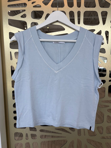 Softest Fleece V-Neck Muscle Pullover - Blue Haze