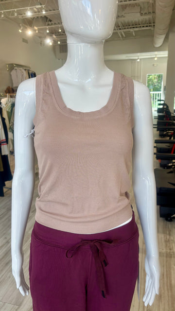 Fine 2X1 Rib Scoop Tank - Almond