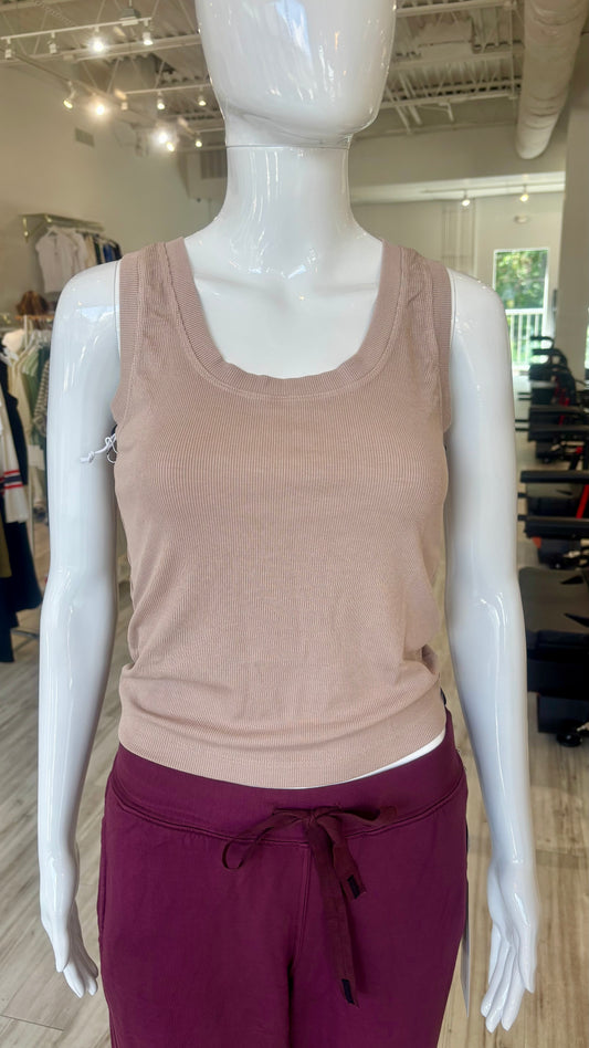 Fine 2X1 Rib Scoop Tank - Almond