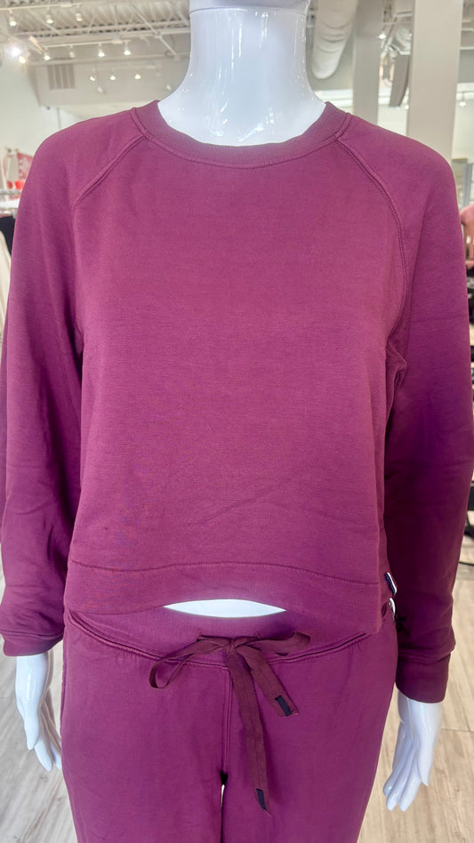 Softest Fleece Cropped Pullover - Cabernet
