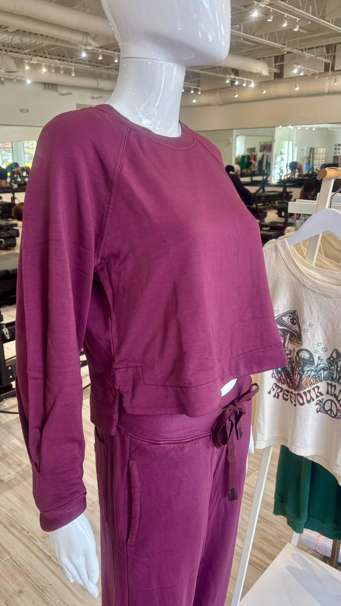 Softest Fleece Cropped Pullover - Cabernet