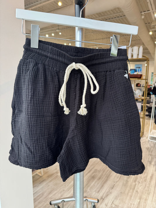 Gauze Flounce Shorts - Black