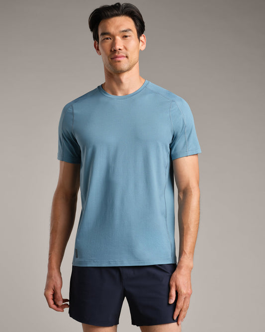 Mens Invictus Training Short Sleeve - Blue Stone
