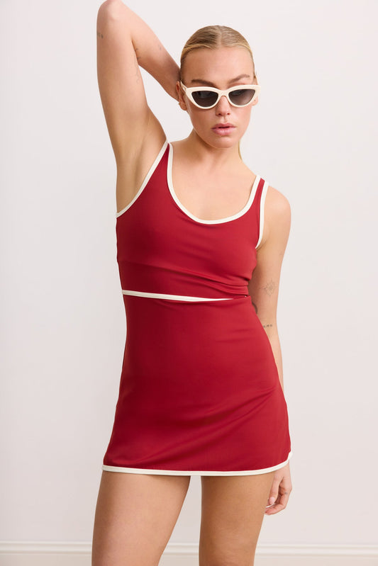 River Lift Allstar V-Neck Dress - Burgundy