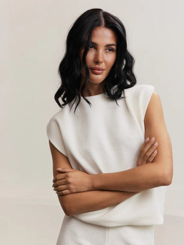 Moon Padded Shoulder Top - Marshmellow