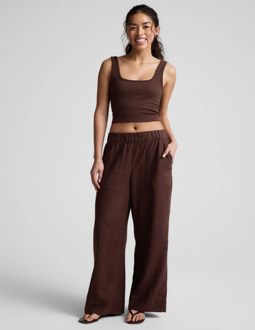 ribbed workout tank iced mocha on model
