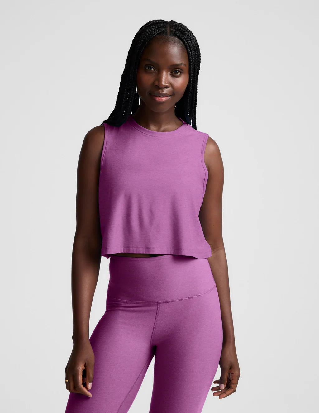 Featherweight Minimal Cropped Tank - Fuchsia Hthr