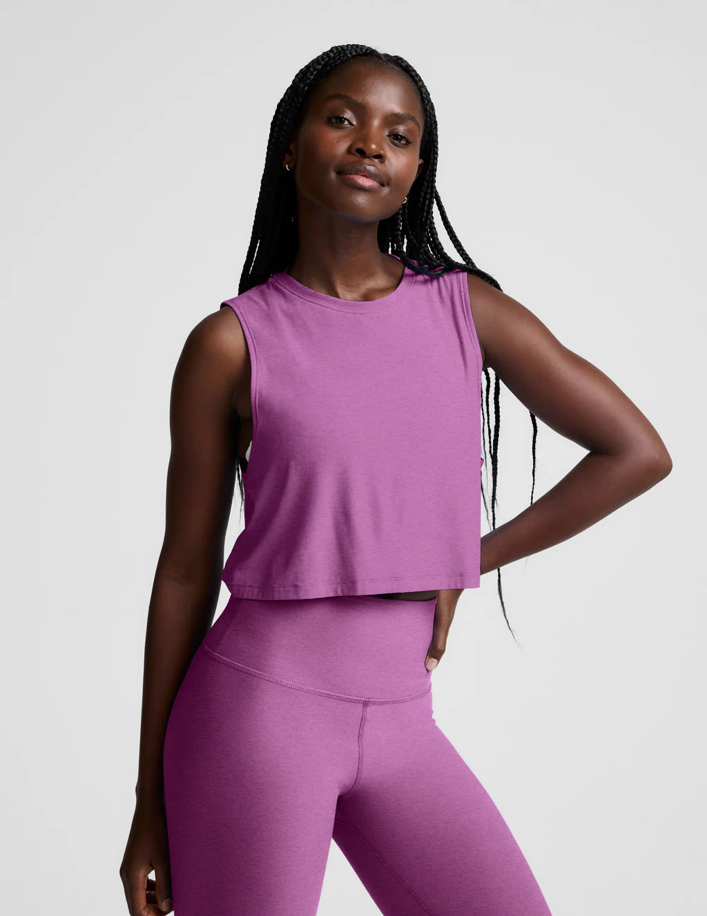 Featherweight Minimal Cropped Tank - Fuchsia Hthr