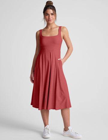 Featherweight Square Neck Dress - FadedRoseHthr