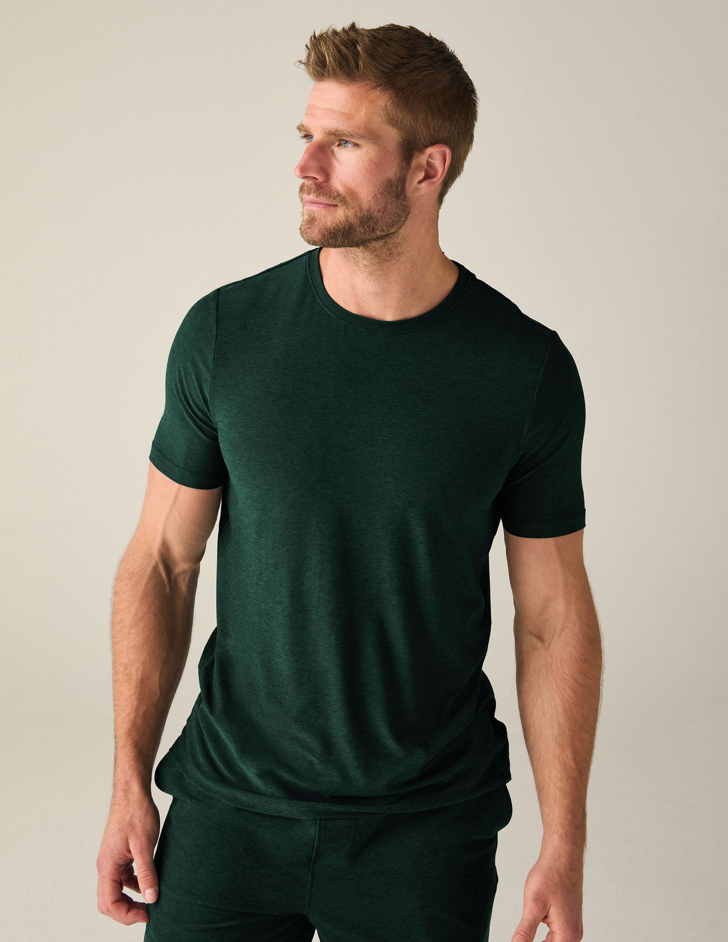 Mens Always Beyond Crew Tee 2.0 - Dark Spruce Green Heather