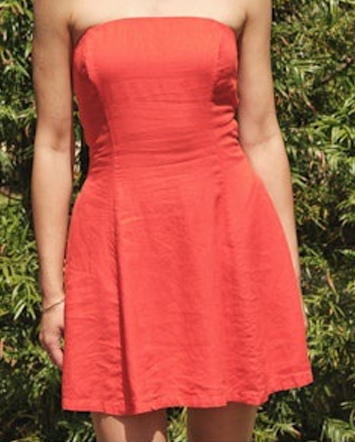 Linen Strapless Mini Dress - Poppy