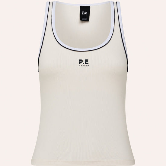 ribbed workout tank whisper white blue by nexus front promo