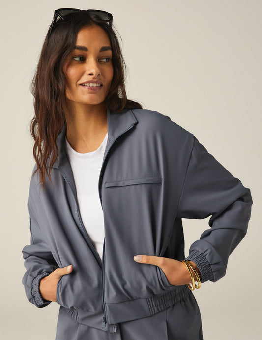 Status Pocket Sleeve Cropped Jacket - Night Shadow