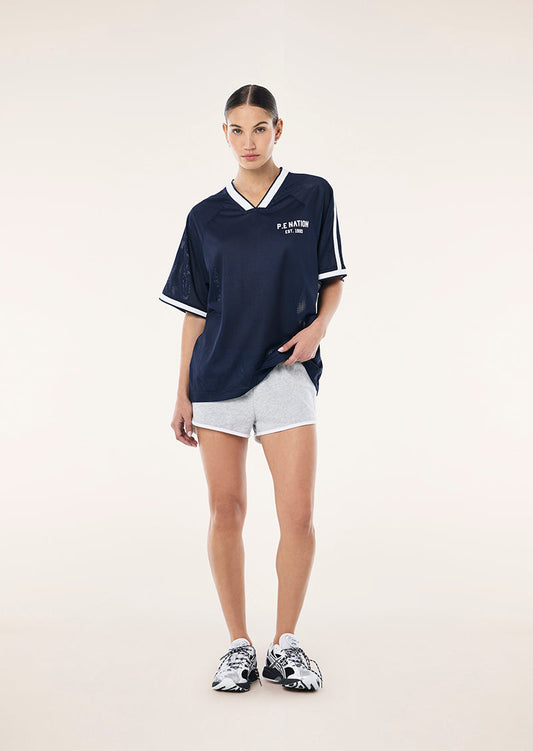 Phantom Mesh Jersey Tee - Dark Navy/White