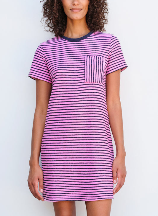 Stripe Mini Dress - Flamingo