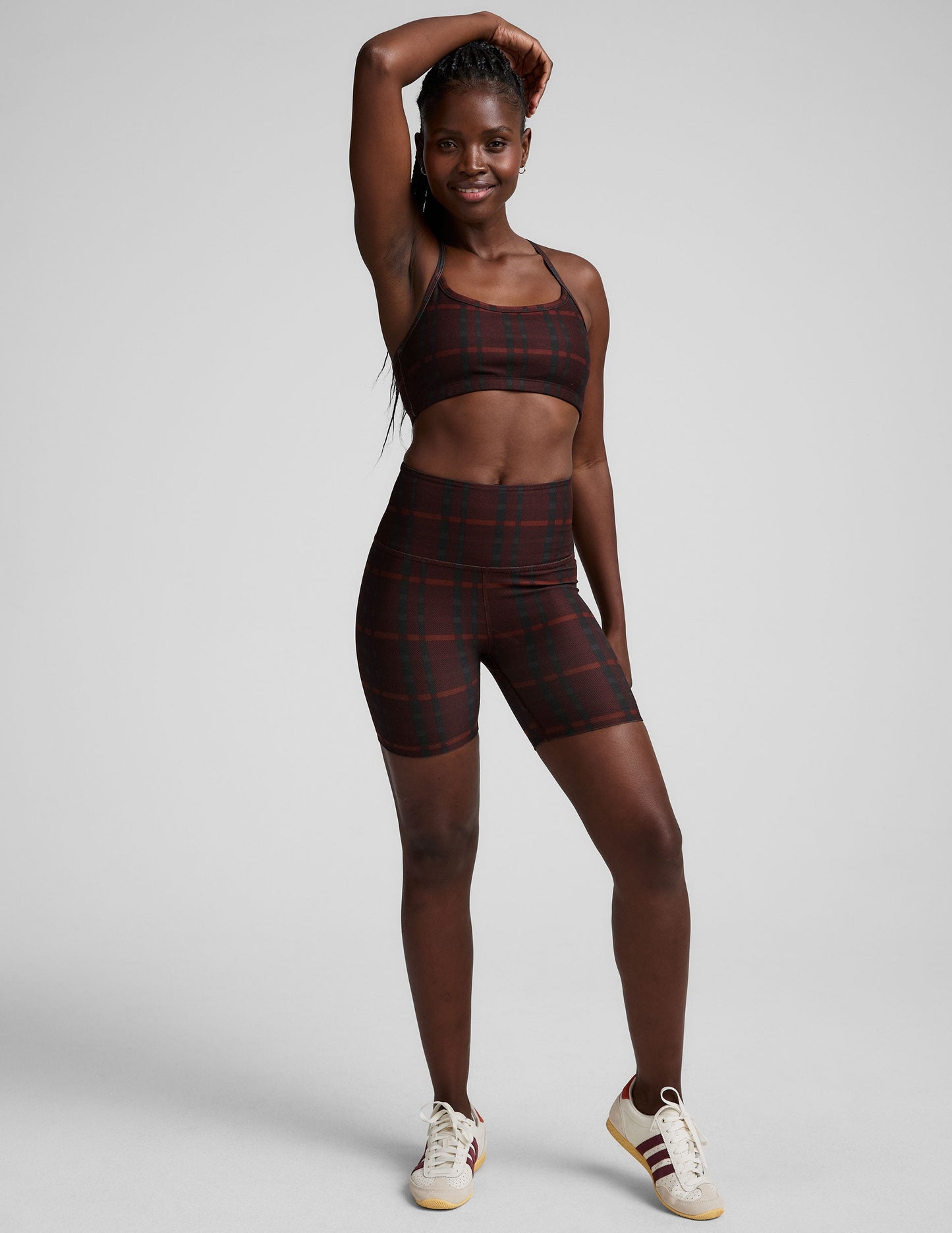 Softmark Slim Racerback Bra - DarkCherryPrepPlaid