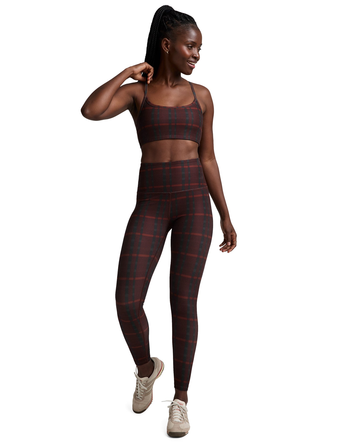 Softmark Slim Racerback Bra - DarkCherryPrepPlaid
