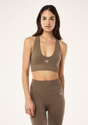 Restore Seamless V Sports Bra - Walnut