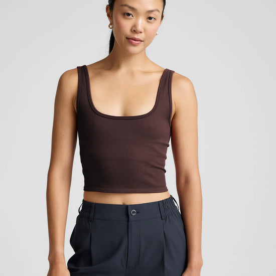 ribbed workout tank iced mocha front view
