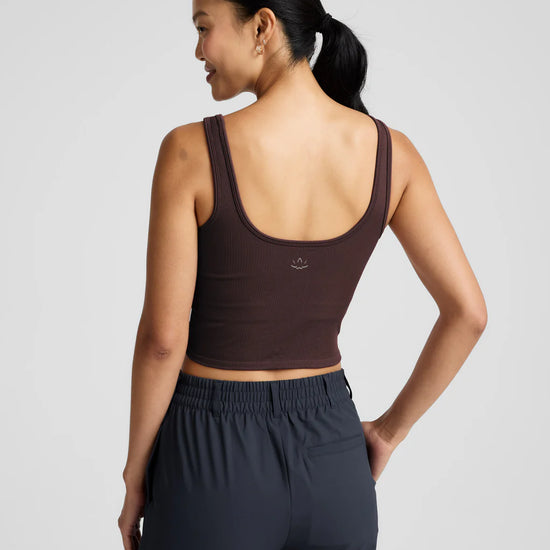 ribbed workout tank iced mocha back view