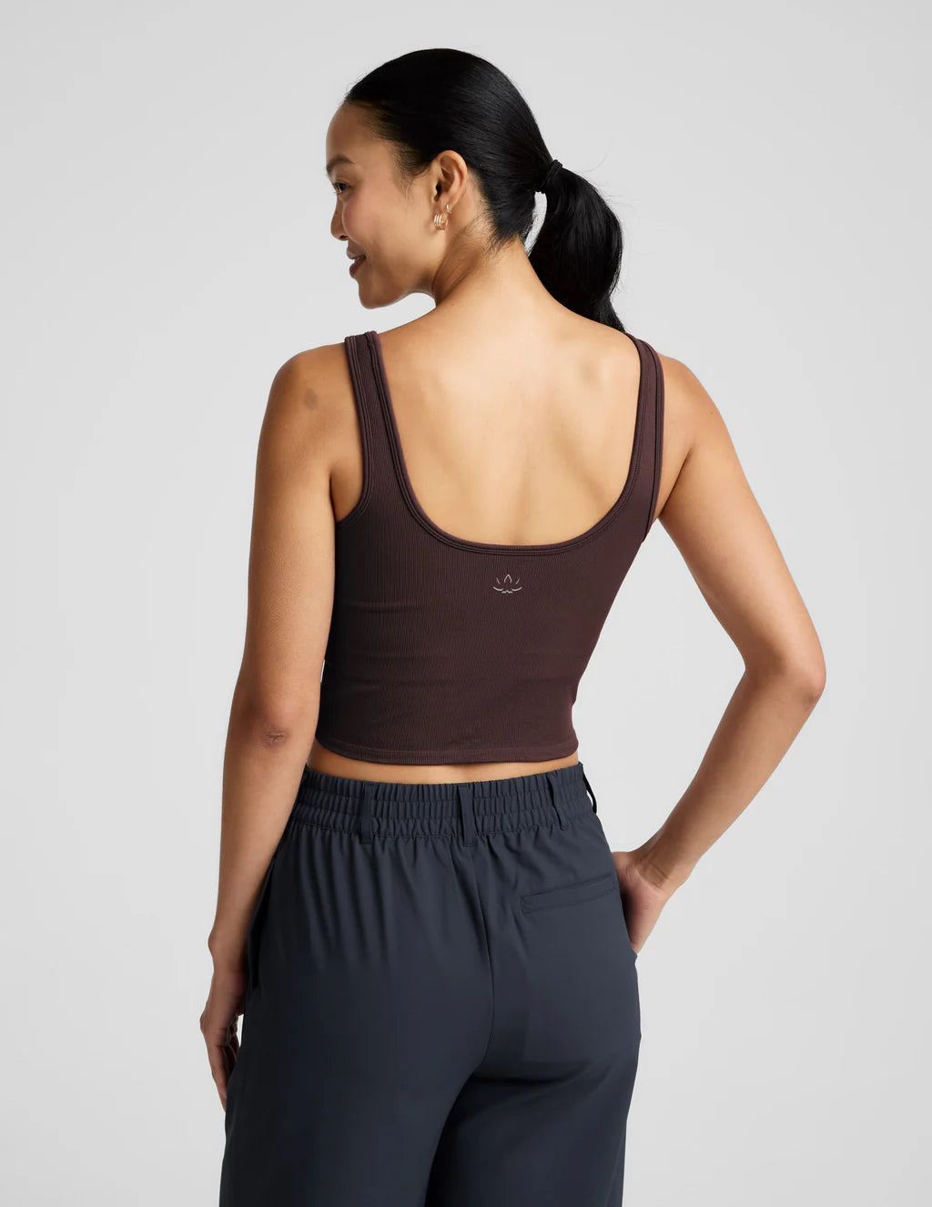 ribbed workout tank iced mocha back view