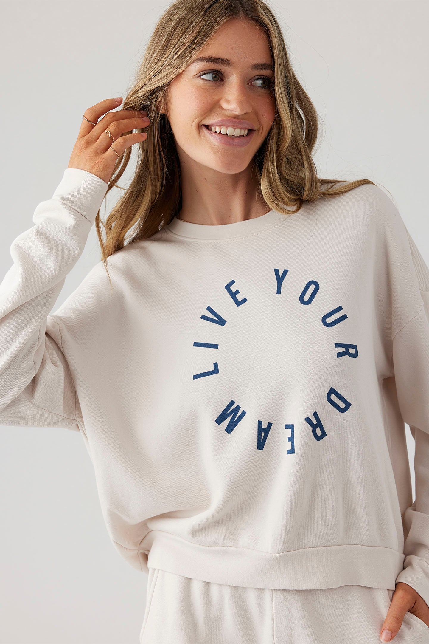 Live Your Dream Hi Lo Pullover - Ecru