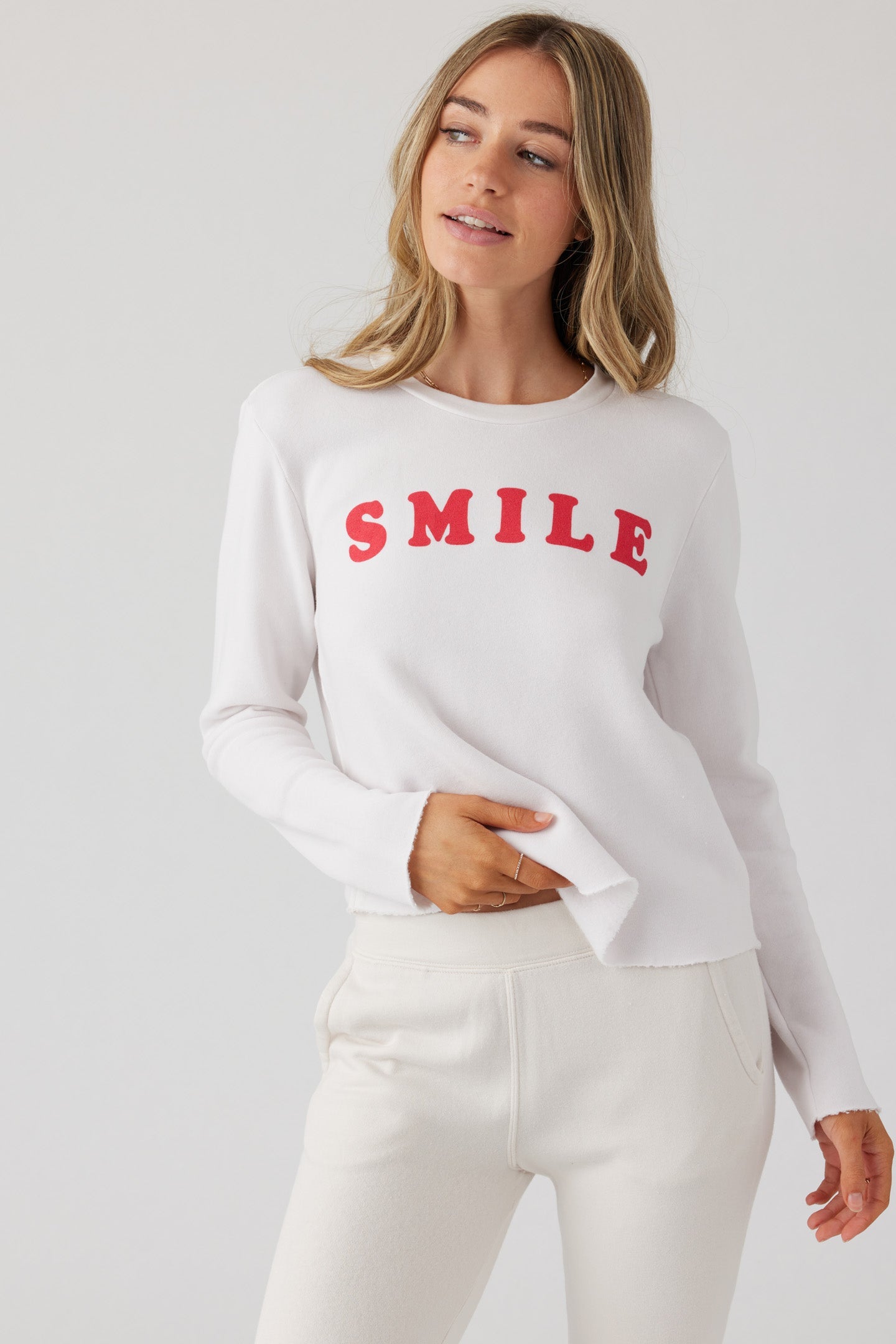 Smile Crop Pullover - Ecru