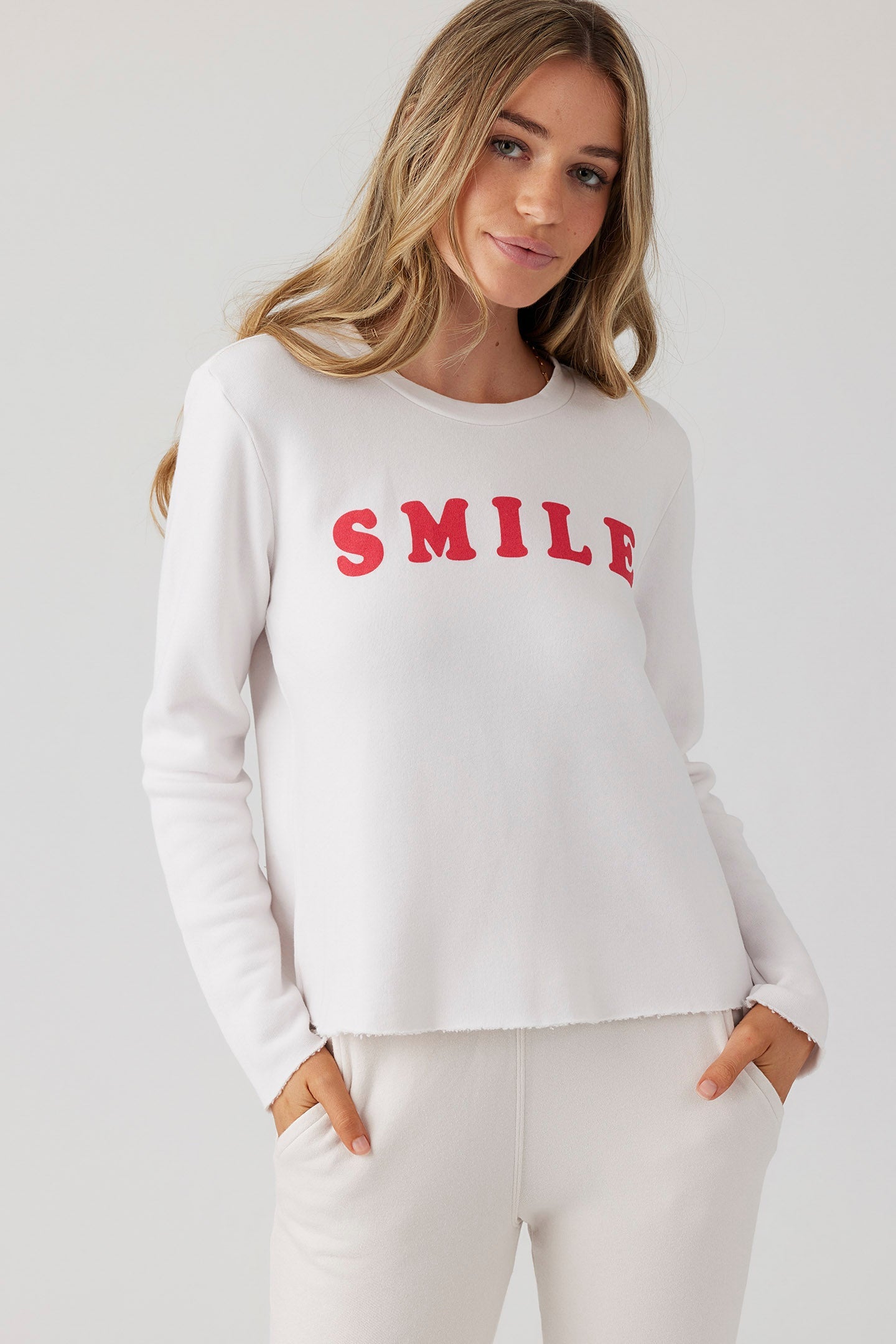 Smile Crop Pullover - Ecru