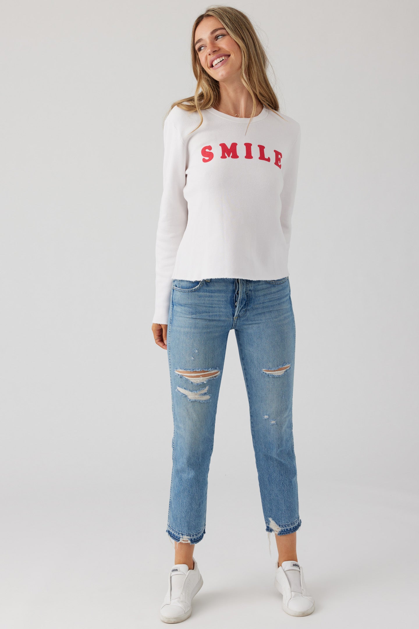 Smile Crop Pullover - Ecru